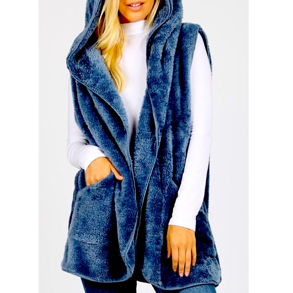 Hooded Faux Fur Vest
